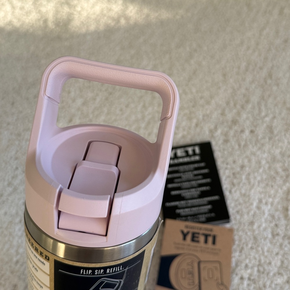 YETI Rambler 18 oz Bottle Chug Cap Pink Cherry Blossom Textured Travel Cup Mug - Picture 8 of 11